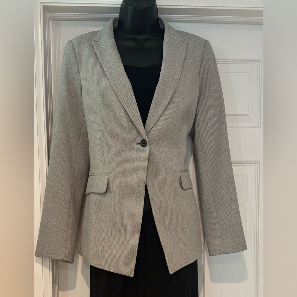 Calvin Klein Light Gray Single-Button Tailored Blazer